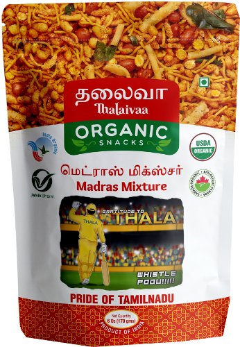 Thalaivaa Organic Madras Mixture 6 oz - Snacks & Savory