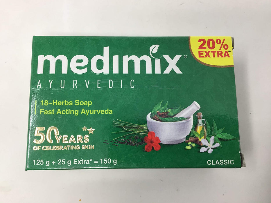 Medimix Herbal Handmade Ayurvedic Classic 18 Herb Soap for Healthy and Clear Skin Pack of 10 (10 x 125 g)