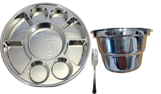 9 Compartment Disposable Silver Plates - Indian Thali Plastic Tray