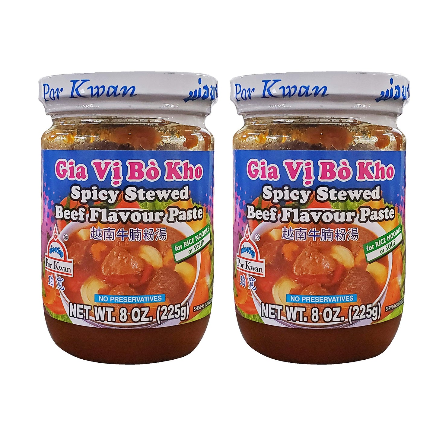 Por Kwan Gia Vi Bo Kho - Spicy Stewed Beef Paste (2 Pack, Total of 16oz)