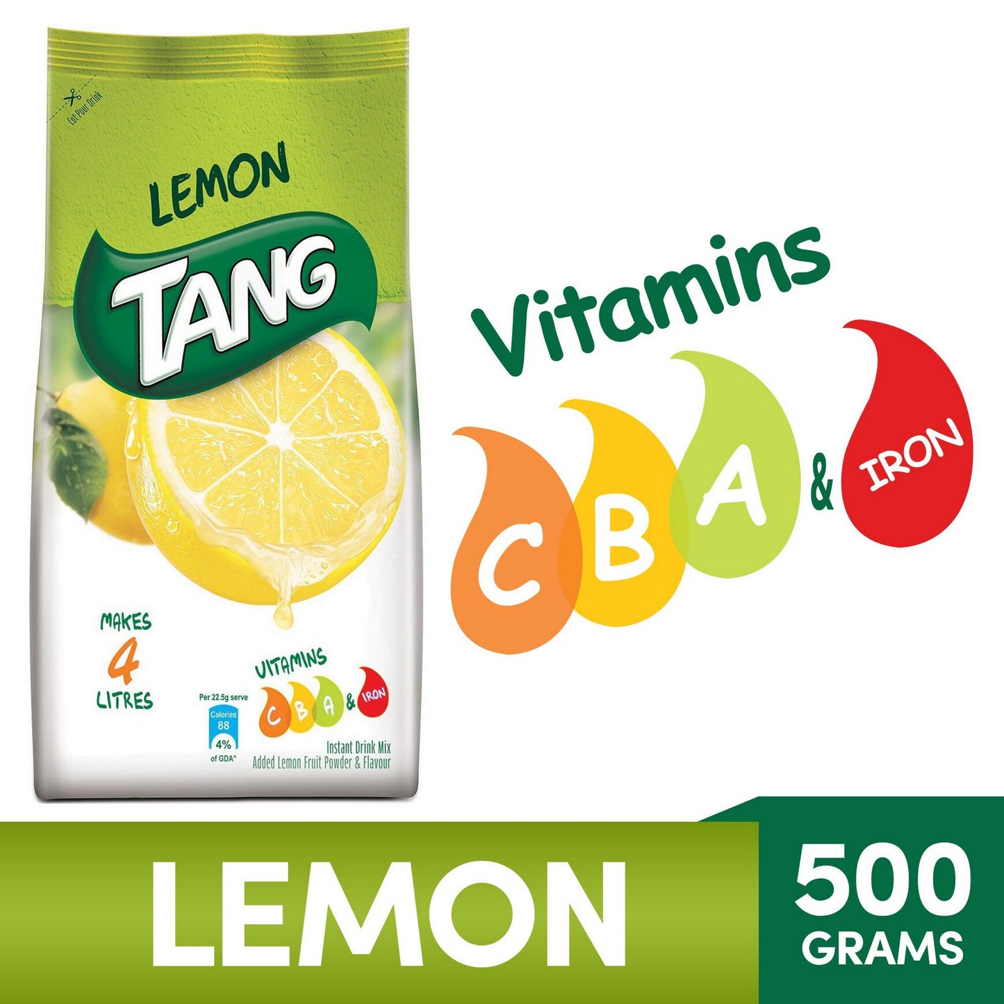 Tang Lemon Instant Drink Mix, 500 gm Pouch