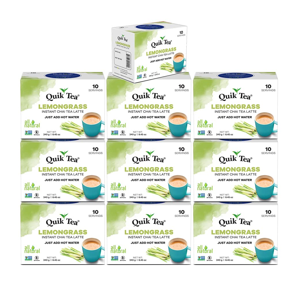 QuikTea Chai Tea Latte, Lemongrass, 100 Count - Indian Tea