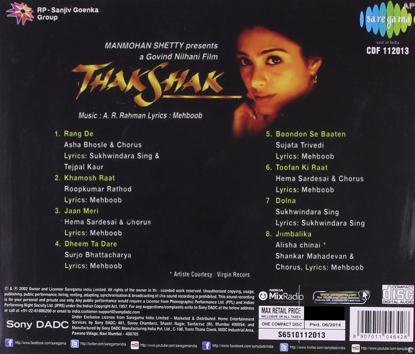 THAKSHAK [Audio CD] A R RAHMAN