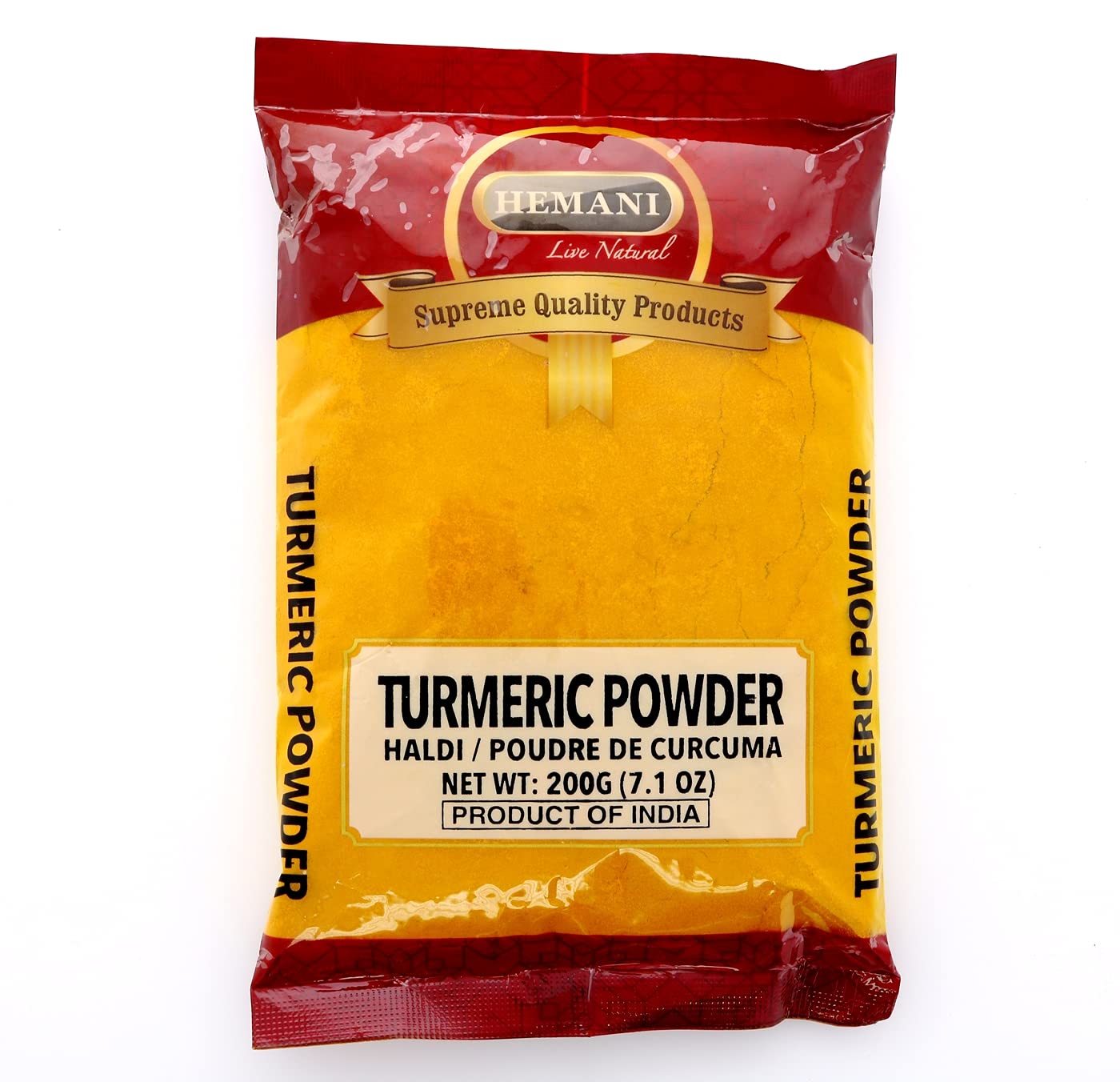 Hemani 100% Natural Turmeric Root Powder - 200g (7.1 OZ) Haldi - Curcumin Curcuma - 100% Pure, Salt Free - Vegan - Gluten Friendly - NON-GMO