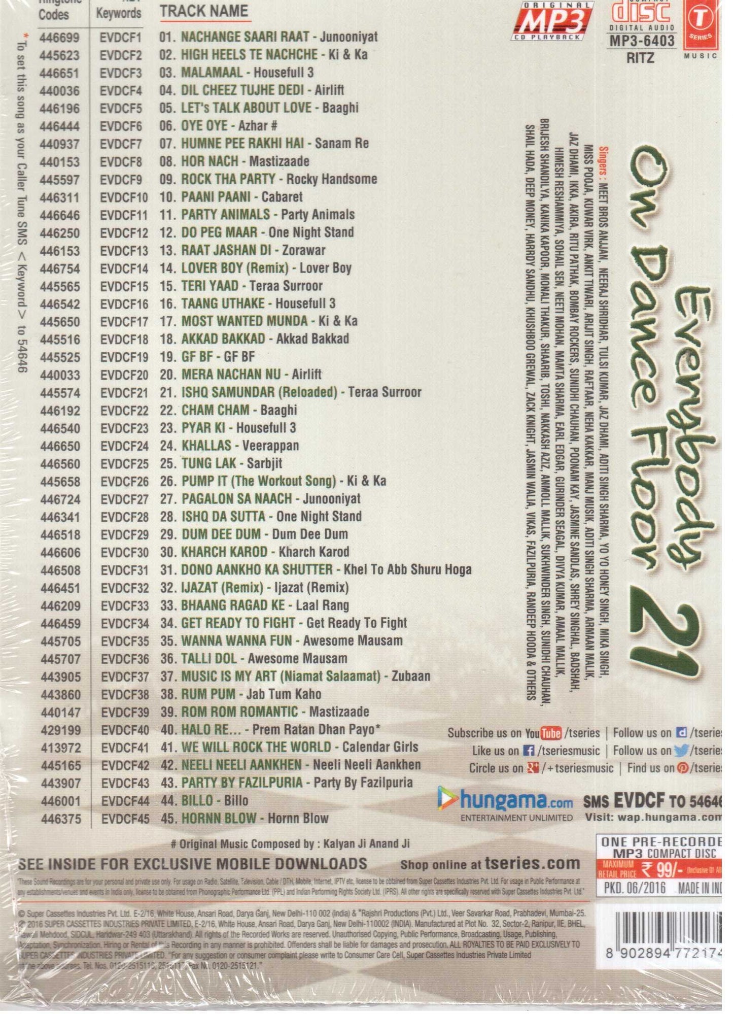 Everybody On The Dance Floor Vol-21 (MP3) [MP3 CD]