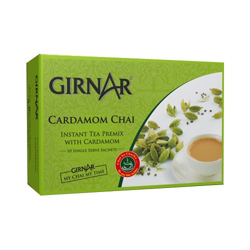 Girnar Cardamom Chai Instant tea premix with Cardamom - 10 Sachets x 14g (140g)