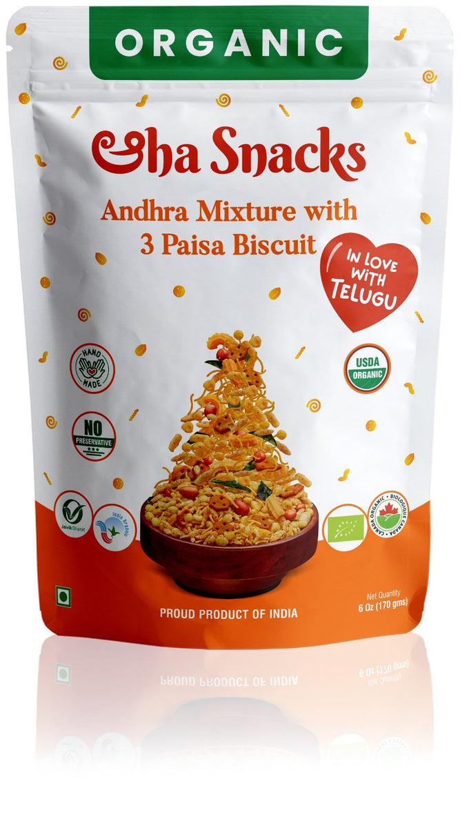 Aha Snacks Andhra Mixture With 3 Paisa Biscuit 6 oz