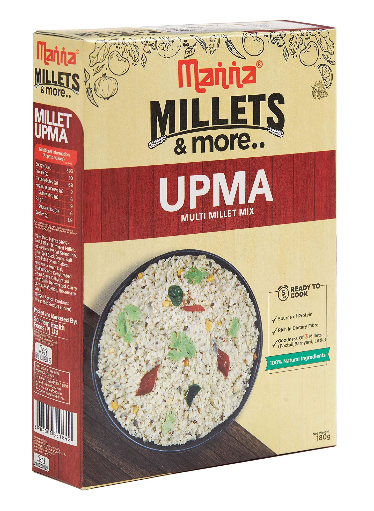 Manna Ready To Cook Millet Upma 6 oz