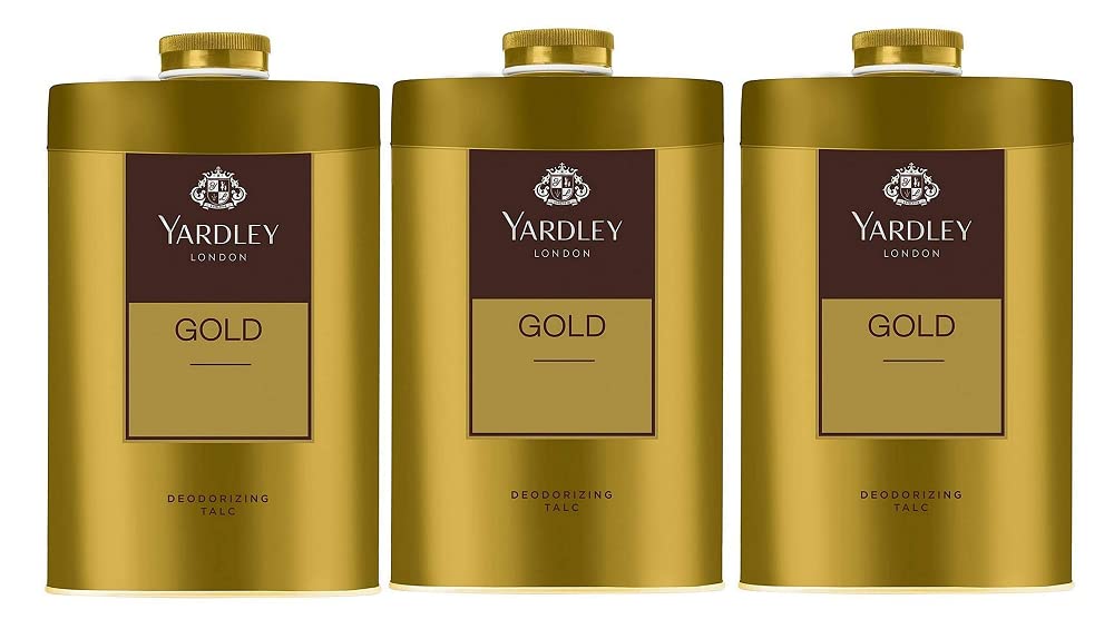 Yardley London Gold Talcum Powder - 250Grm-808oz Deodorizing Talc for Women/Men -Pack of 3 - Skin Care