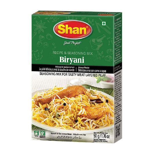 Shan Biryani Recipe and Seasoning Mix 1.76 oz (50g) - Spice Powder for Tasty and Spicy Meat Layered Pilaf - Suitable for Vegetarians