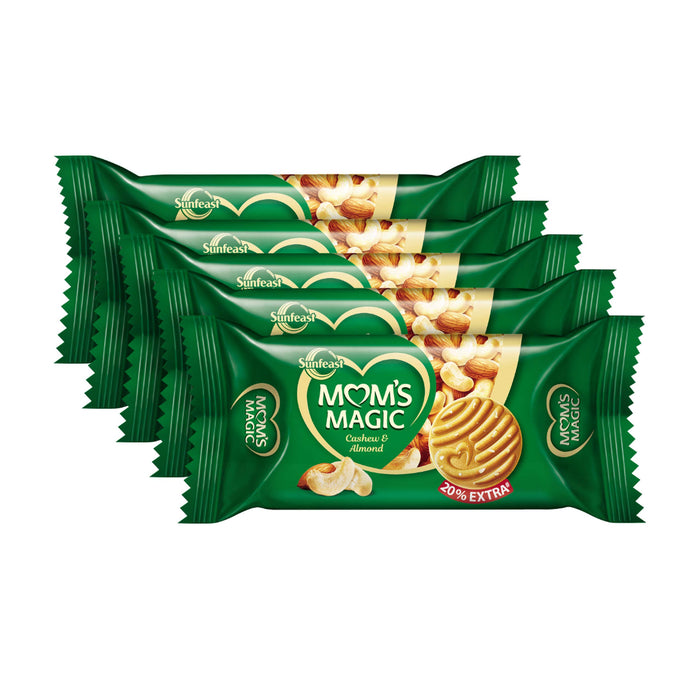 Sunfeast Mom's Magic Biscuit - Cashew & Almond, 60g (Pack of 5) Promo Pack