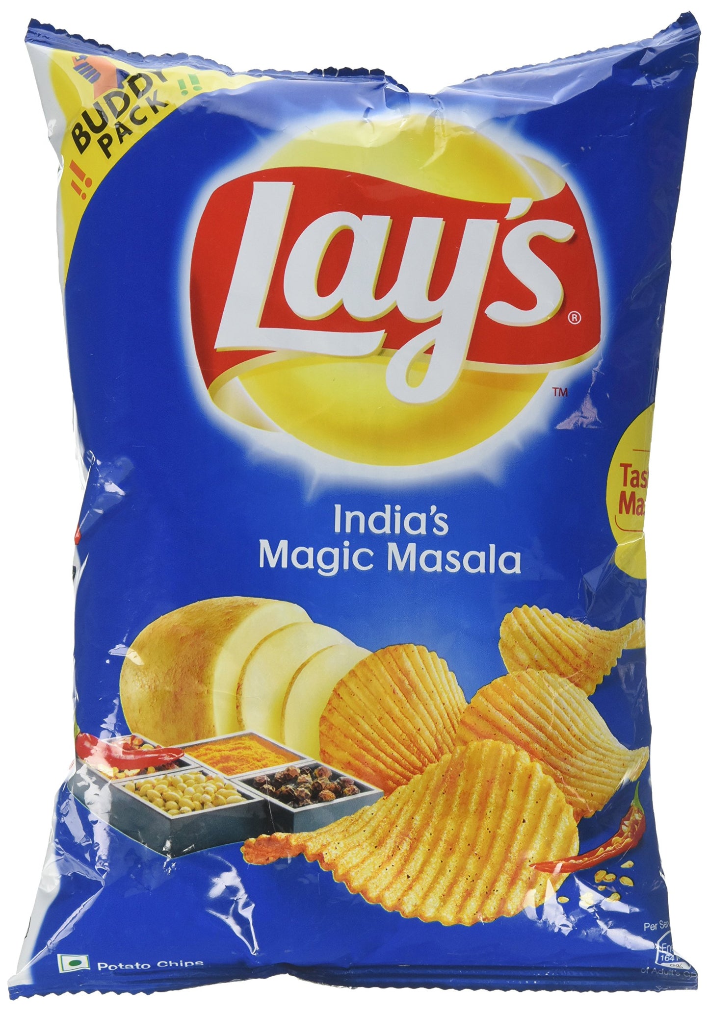 Lays Potato Chips - India's Magic Masala, 52 grams (1.83 oz) (Pack of 8) - India - Vegetarian