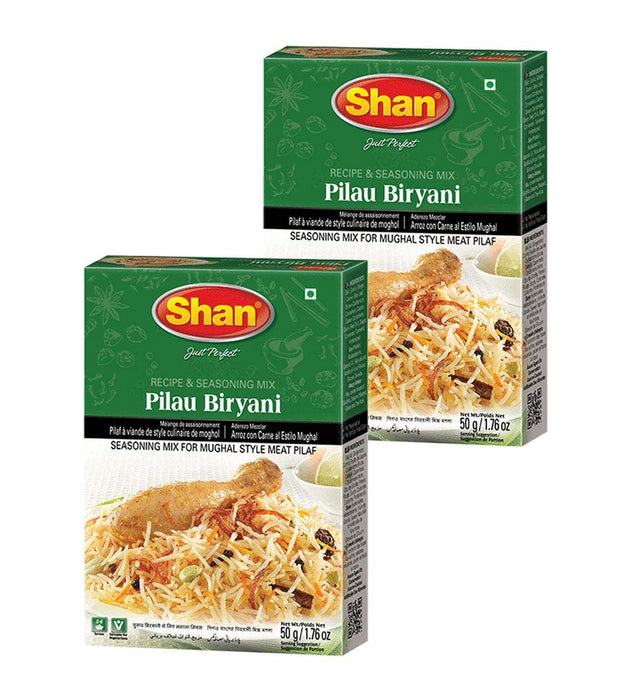 Shan - Pilau Biryani Seasoning Mix (50g) - Spice Packets for Mughal Style Meat Pilaf (Pack of 2)
