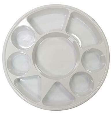 White 9 Compartment Disposable Plastic Plates - 100pcs