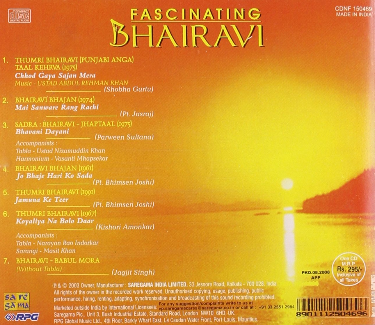 FASCINATING BHAIRAVI [Audio CD] USTAD ABDUL KARIM KHAN SAHIB , USTAD NIZAMUDDIN KHAN