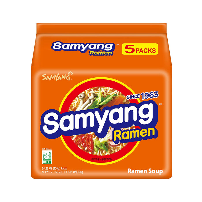 Samyang Ramen Korean Noodle Soup, 4.23 oz (Pack of 5)