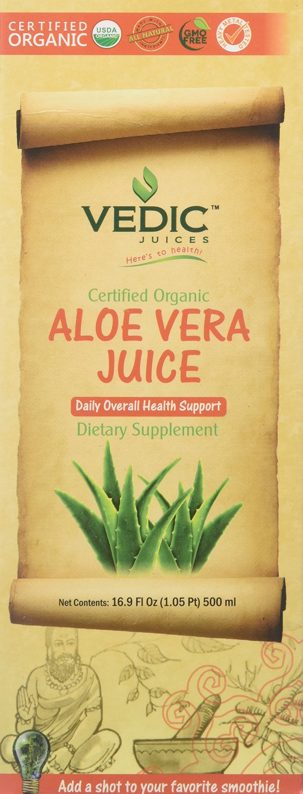 Vedic Organic Aloe Vera Juice | Daily Overall Health Support 500ml