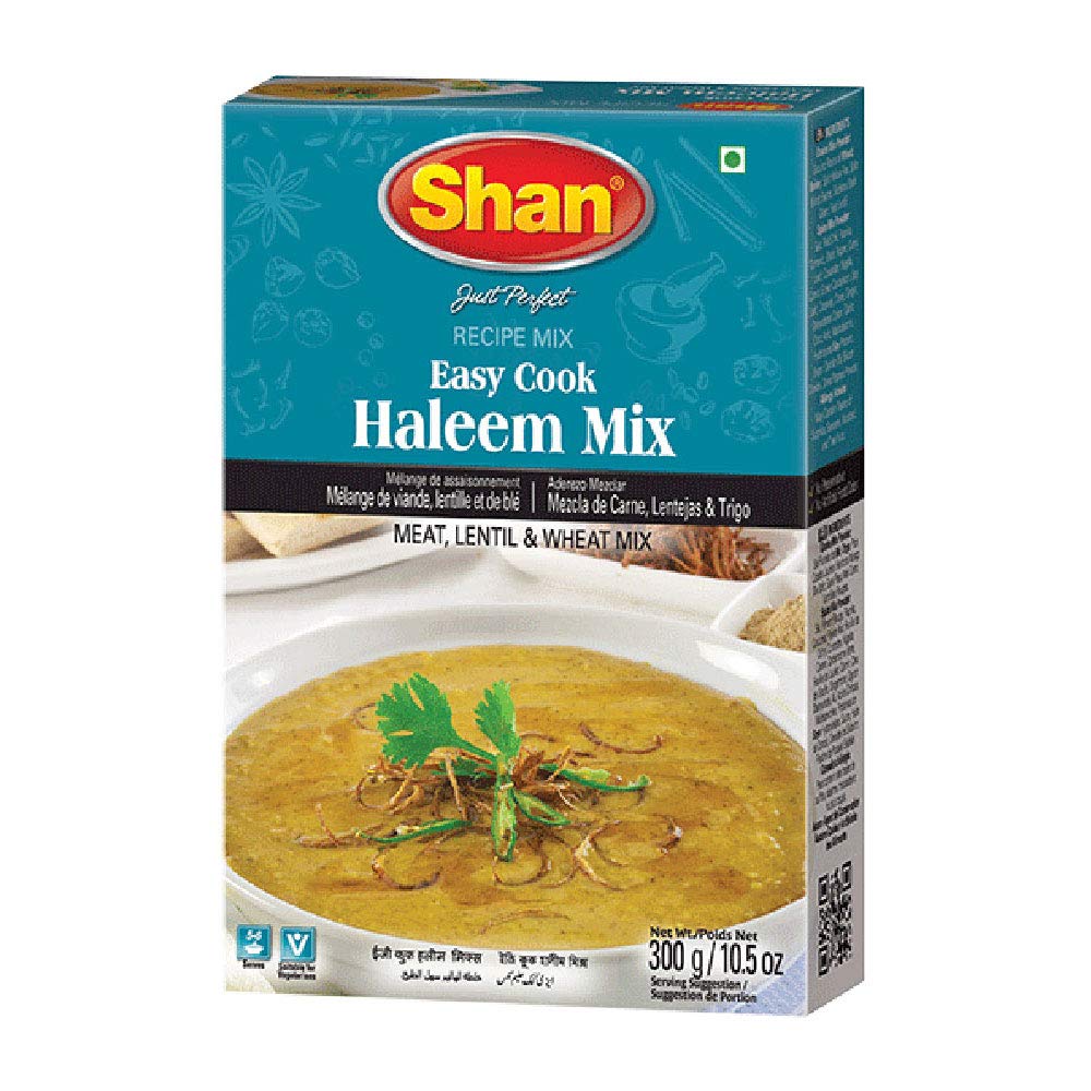 Shan Easy Cook Haleem Recipe Mix 10.5 oz (300g) - Spice Powder for Traditional Meat, Lentil and Wheat Curry - Suitable for Vegetarians