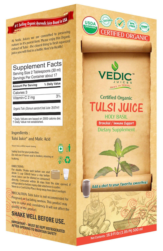 Vedic Organic Tulsi Juice | Bronchial Immune Support 500ml