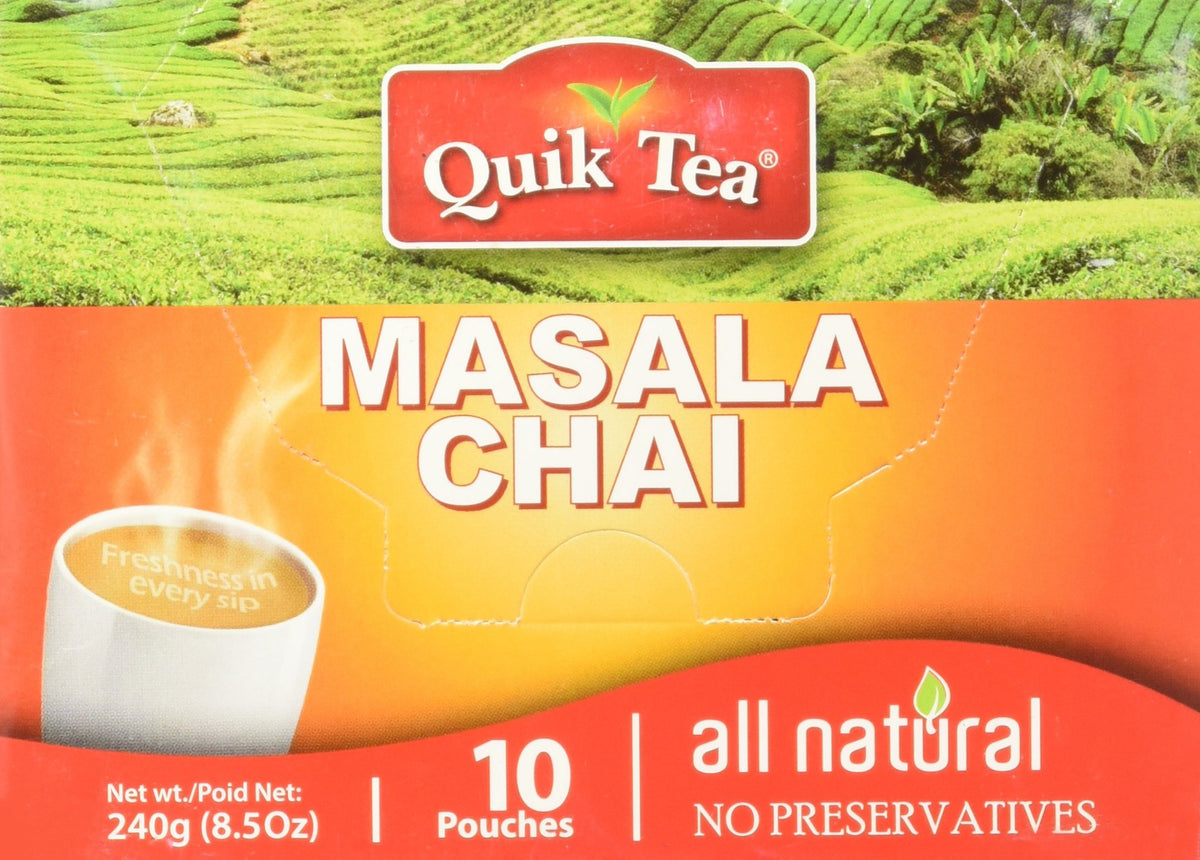 Quik Tea Masala Spiced Chai - 10 Pouches (Pack of 3 for a Total of 30 Pouches) - Indian Tea