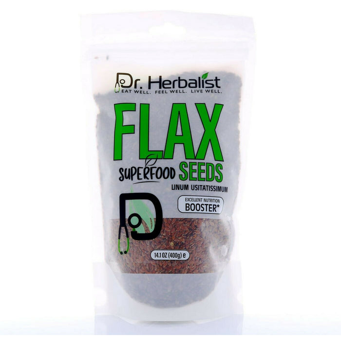 Dr. Herbalist Natural Flax Seeds 400g I Linum Usitatissimum I Super Food I Essential Omega Fatty Acids