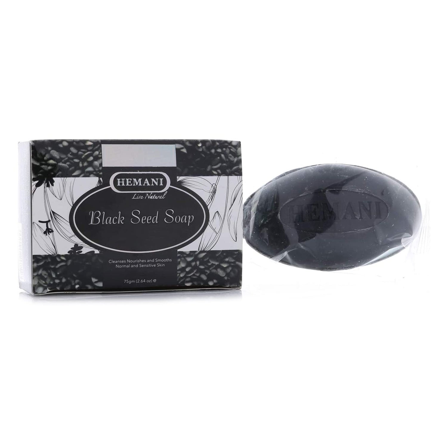 Hemani Black Seed Bar Soap - All Skin Types - 75g (2.65 oz) - 100% Halal All Natural Bar Soap - Improve Skin Health