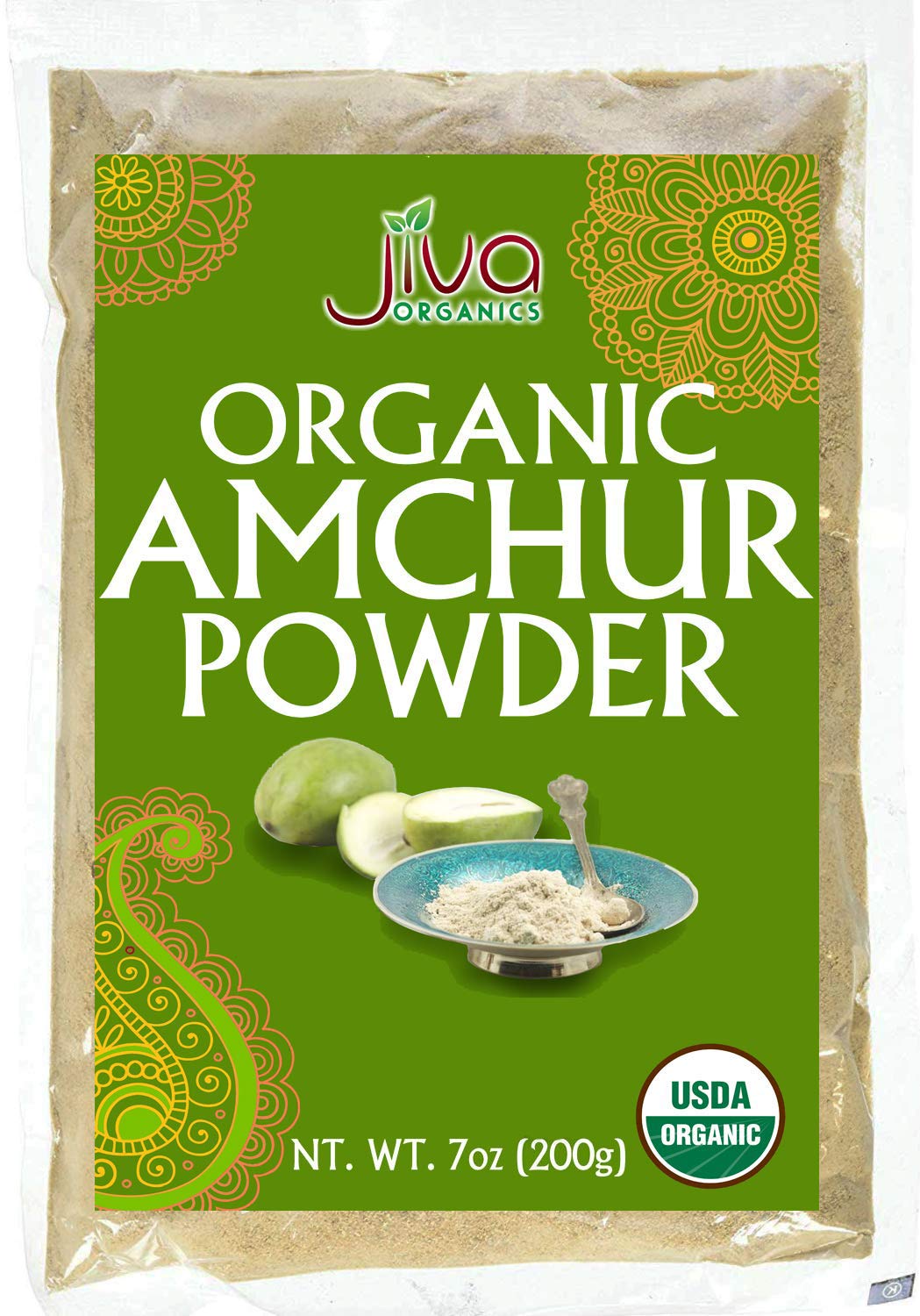 Jiva Organics Organic Amchur Powder 7 ounce Bag - Ground Dried Mango,100% Natural & Non-GMO.