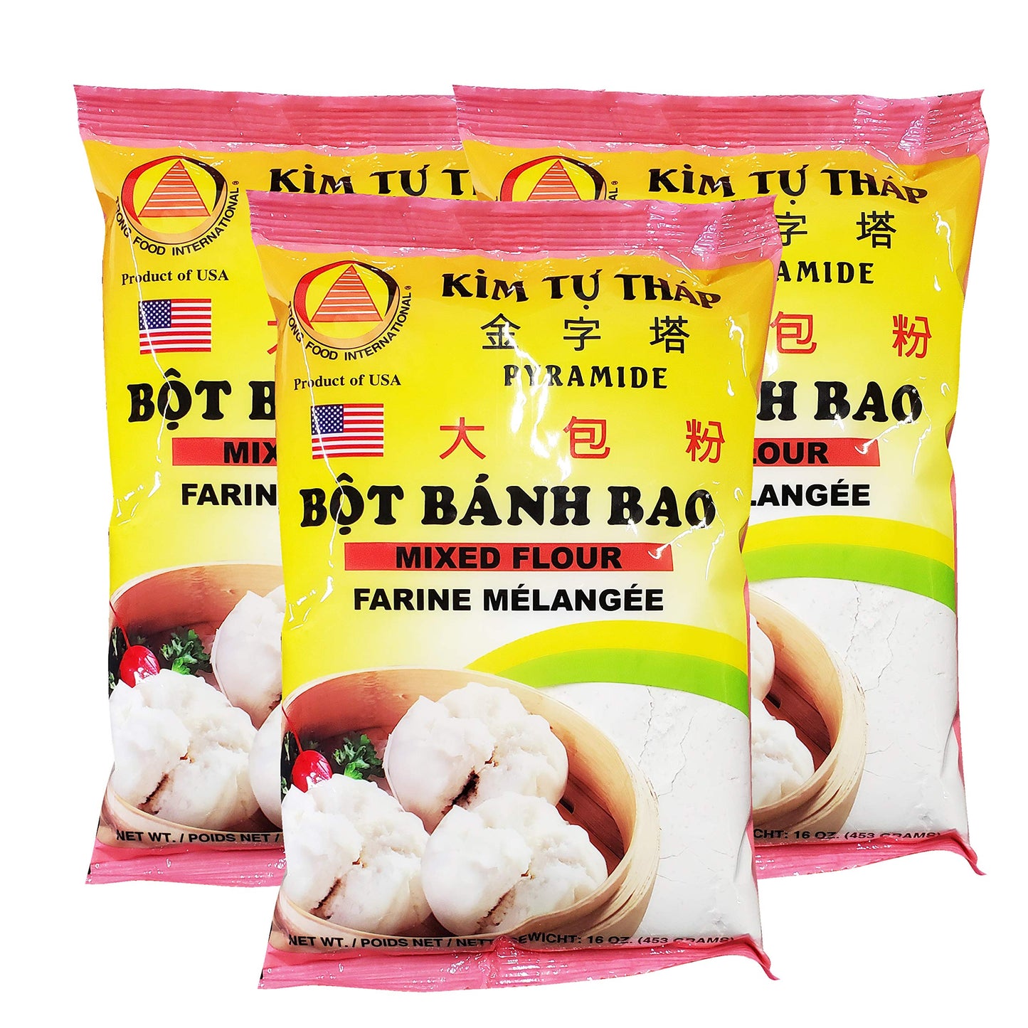 Kim Tu Thap Pyramide Bot Banh Bao - Mixed Flour (3 Pack, Total of 36oz)