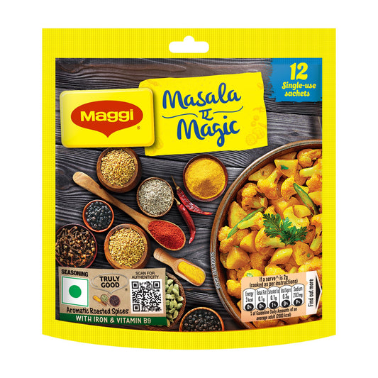 MAGGI Masala-ae-Magic Vegetable Masala, 72g Pouch (6g x 12 Sachets) | All in One Masala for Dry Vegetables, Paneer, Dal & More