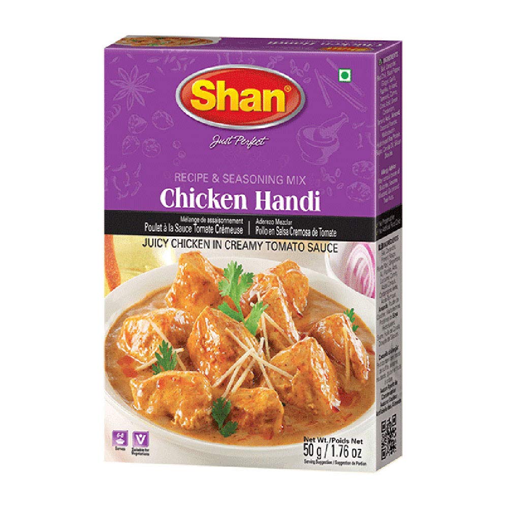 Shan Chicken Handi Recipe and Seasoning Mix 1.76 oz (50g) - Spice Powder for Juicy Chicken in Creamy Tomato Sauce  (1.76 Ounce (Pack of 1))