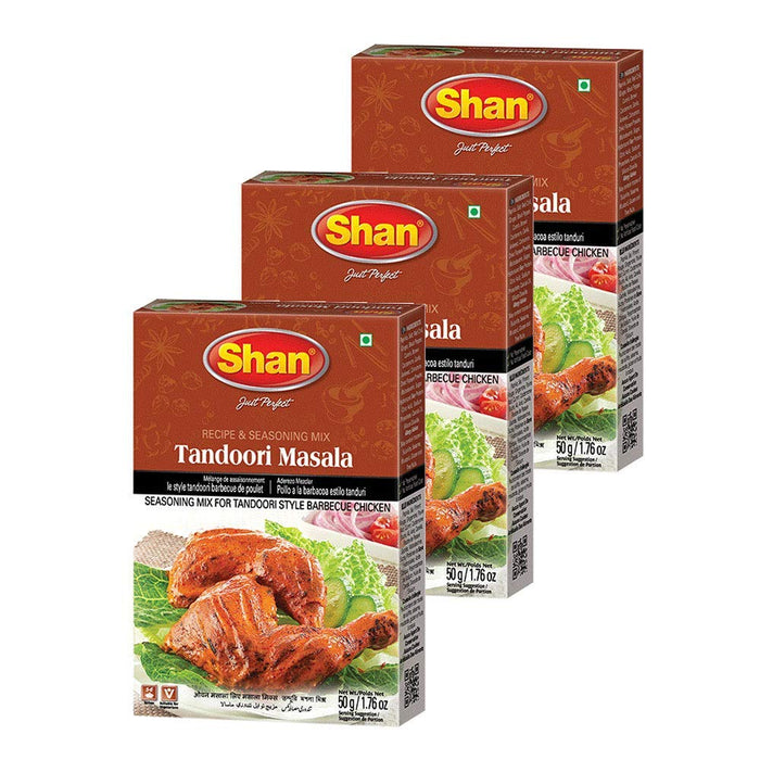 Shan - Tandoori Masala Seasoning Mix (50g) - Spice Packets for Tandoori Style Chicken (Pack of 3)