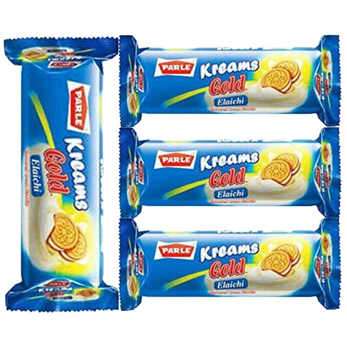 Pale Kreams Gold, Flavored Sandwich Biscuits, Flavored Cookies, 4 Packs (Elaichi)