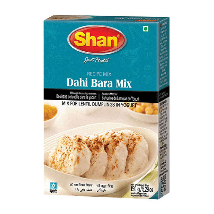 Shan Dahi Bara Recipe Mix 5.29 oz (150g) - Seasoning Spice Powder for Traditional Lentil Dumplings in Yogurt - Suitable for Vegetarians - Airtight Bag in a Box
