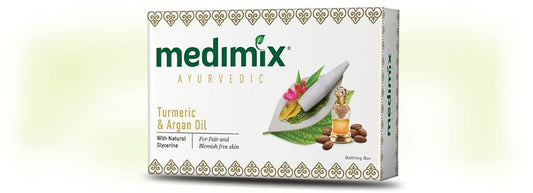 Medimix Herbal Handmade Ayurvedic Soap with Turmeric and Argan Oil for Healthy Radiant Skin Pack of 12 (12 x 125 g)