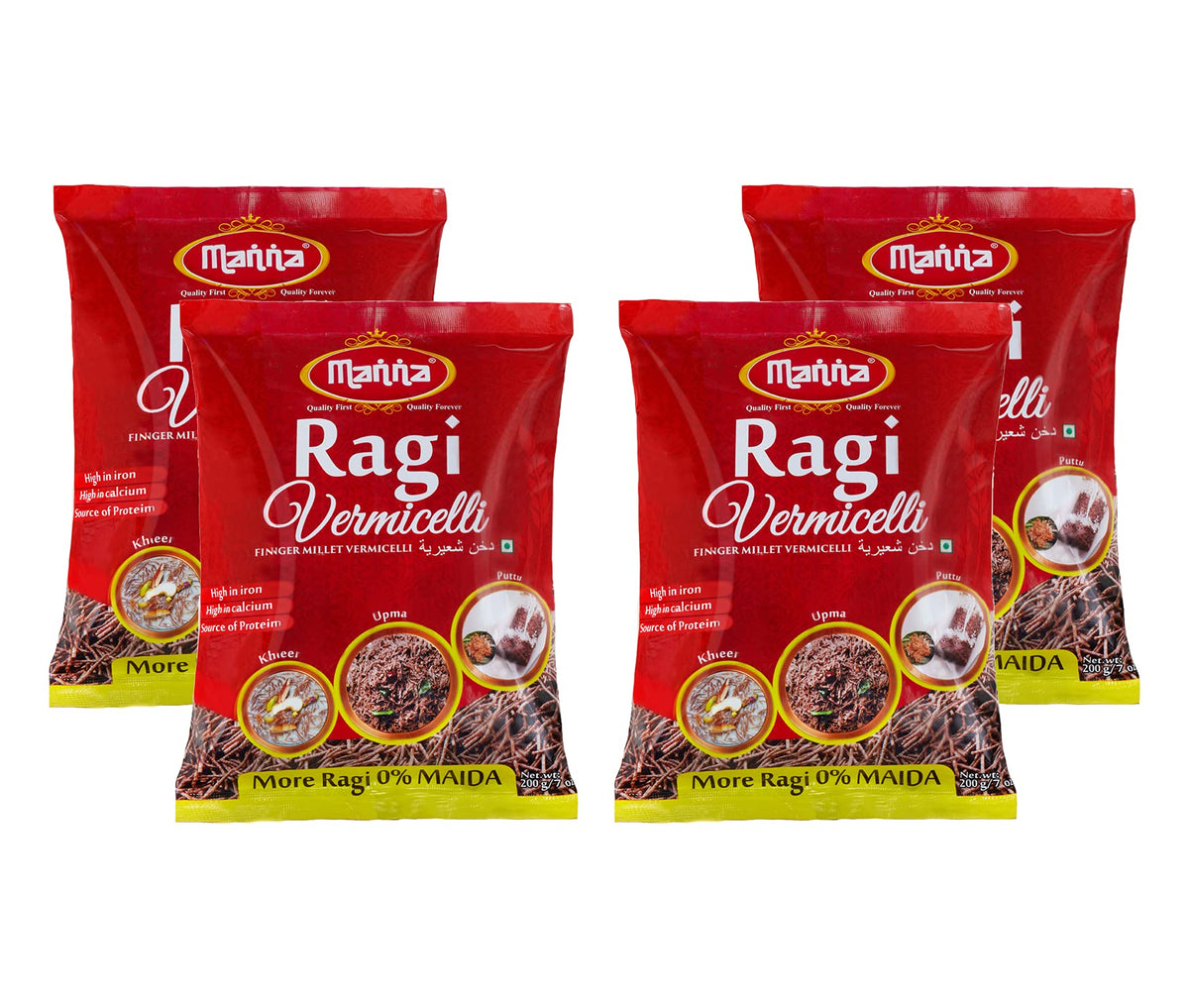 Manna Ragi Vermicelli Noodles (Semia) 800g (200g x 4 Packs)