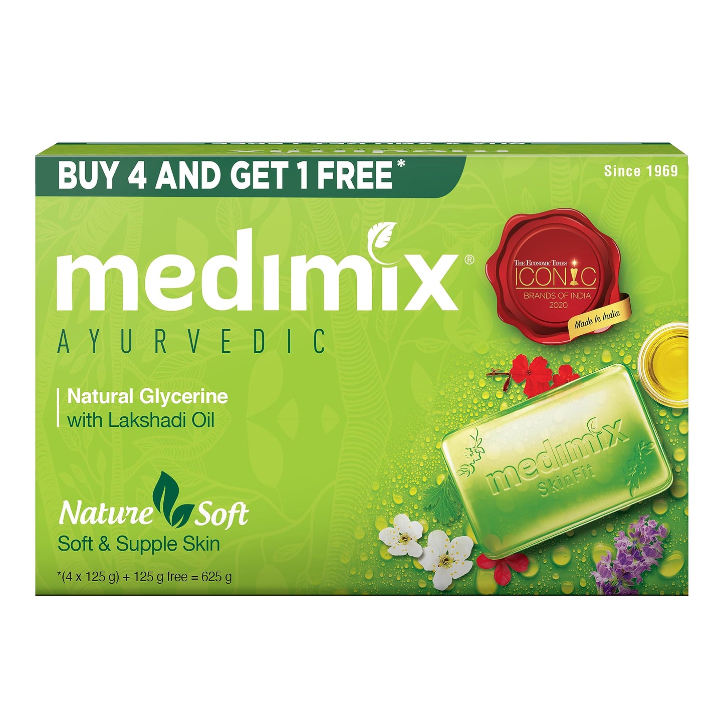 Medimix Ayurvedic Glycerine Soap, 125g (4+1 Super Saver Pack)