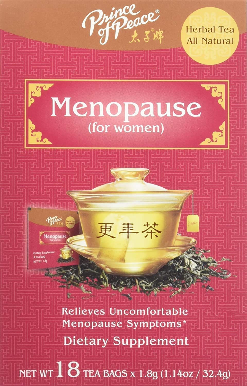 Prince of Peace Menopause Tea, 2 Pack - 18 Tea Bags Each Herbal Tea for Menopause Menopause Relief Hormone Balance for Women Prince of Peace Relief for Hot Flashes