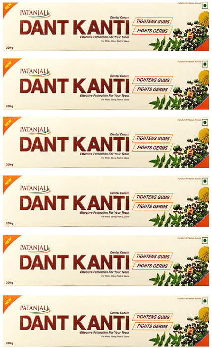 Patanjali Dant Kanti Toothpaste 200 Grams (7 Ounces) Pack of 6