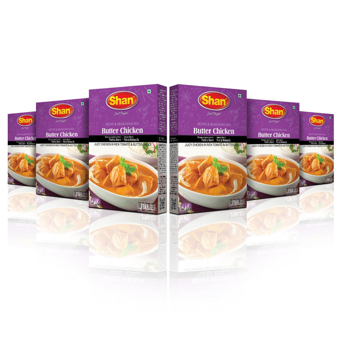 Shan - Butter Chicken Seasoning Mix (50g) - Spice Packets for Chicken in Butter Sauce (Pack of 6)