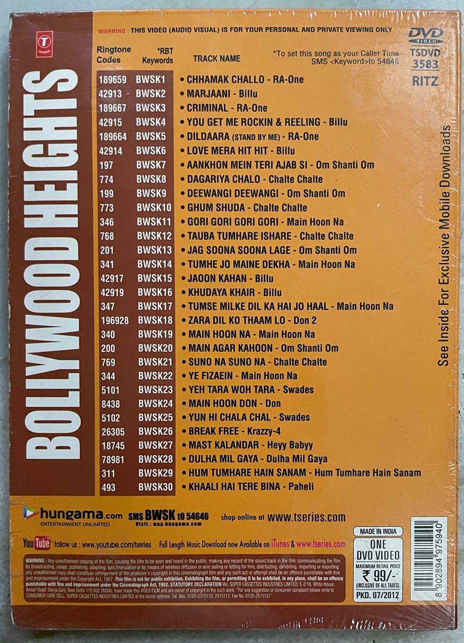 Bollywood Heights - Shahrukh Khan. 30 Videoclips mit Shahrukh Khan aus seinen besten Bollywood-Filmen. [DVD][IMPORT] [DVD]