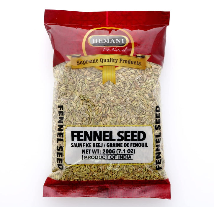 HEMANI Fennel Seed (Saunf Sabut) Indian Spice 200G (7.1 OZ) All Natural - Supreme Quality - Gluten Free Ingredients - NON-GMO - Vegan - India Origin