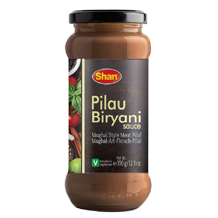 Shan Pilau Biryani Cooking Sauce 12.3oz (350g) - Simmer Sauce for Mughal Style Meat Pilaf - Easy to Cook Delicious Meal at Home - Suitable for Vegetarians
