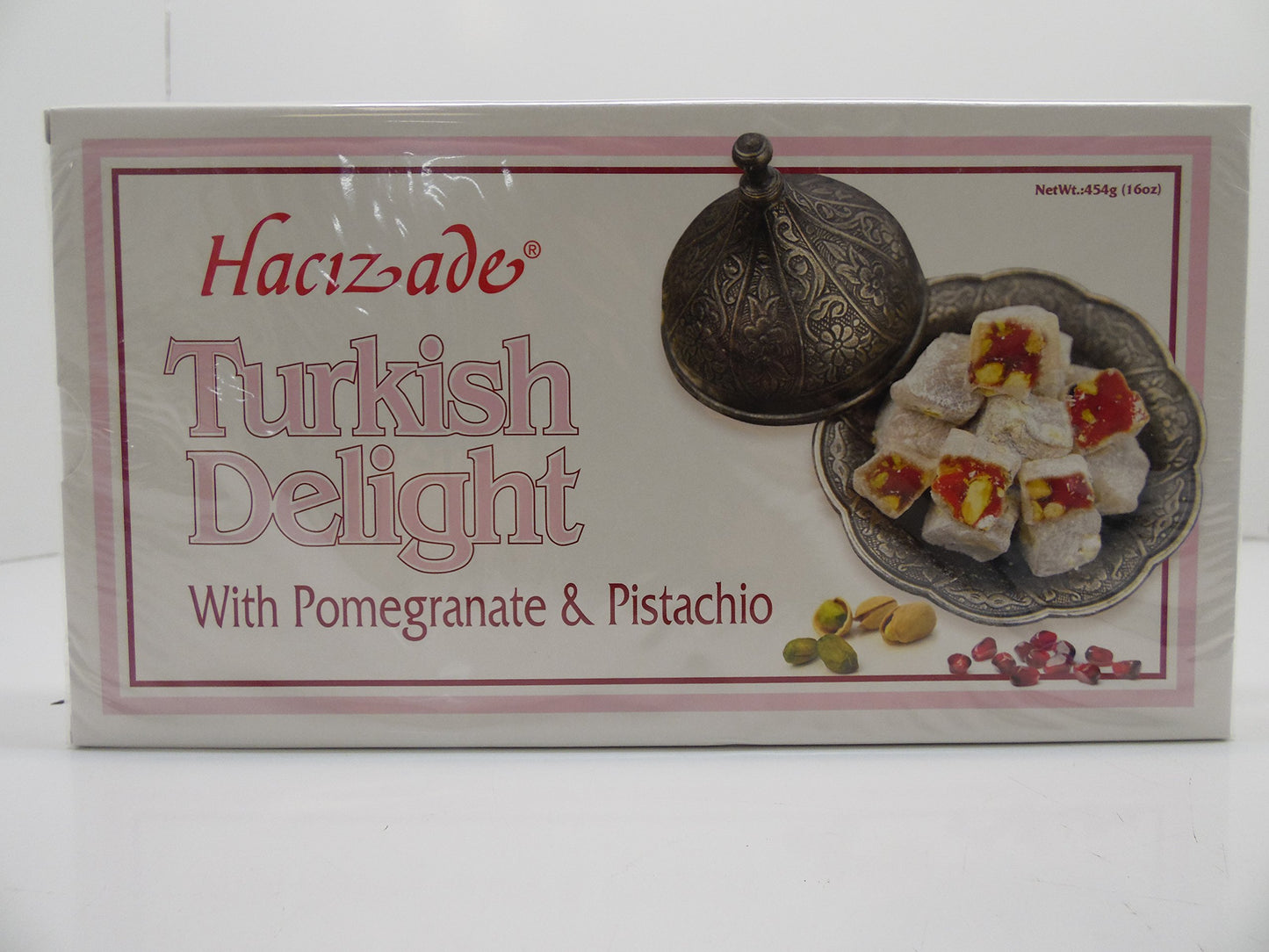 Hacizade Turkish Delight W Pomegranate & Pistachio 16 oz, Narli-Fistikli Lokum