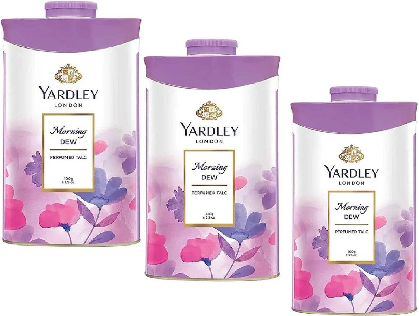 Yardley London Fresh Floral Fragrance Locked in a Fine & Silky Perfumed Talcum Powder (Yardley London Morning Dew, Pack of 3 250Gram)