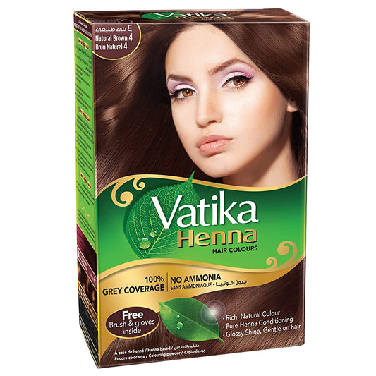 Dabur Vatika 100% Natural Henna Hair Color Creme Kit  Natural Brown - Mahaekart LLC