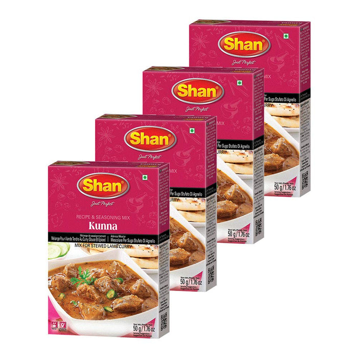 Shan Kunna Recipe and Seasoning Mix 1.76 oz (50g) - Spice Powder for Traditional Velvety Stewed Curry - Suitable for Vegetarians - Airtight Bag in a Box (Pack of 4)