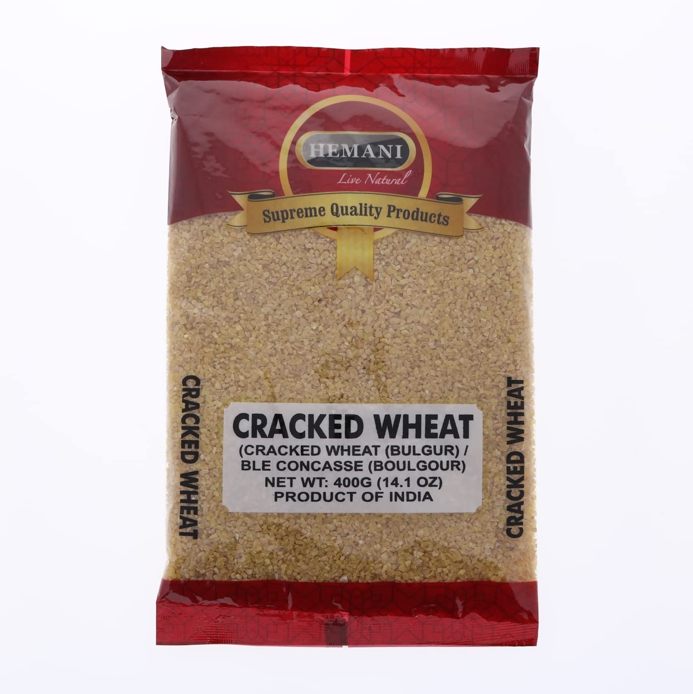 Hemani Cracked Wheat Coarse (Fada/Bulgur/Bulgar) - Dalia - 400g (7.1 OZ) - No Colors - 100% Natural - Supreme Quality - NON-GMO - Vegan - Cereal