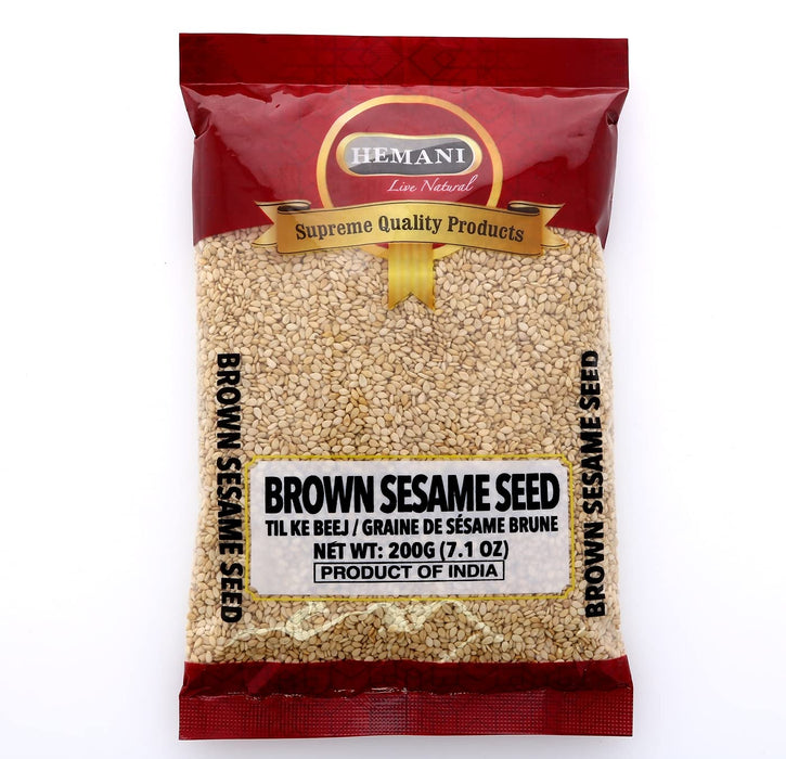 HEMANI Sesame Seeds Whole Brown - Raw (Till) - 200g (7.1 oz) - All Natural - Gluten Friendly - NON-GMO - Vegan - Indian Origin