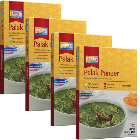 Ashoka - Palak Paneer (Curried spinach and paneer in a mild sauce) 280g, (Pack of 4)