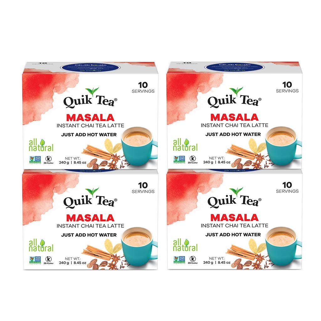 QuikTea Tea Latte, Masala Chai, 8.5 Ounce (Pack of 4) - Indian Tea